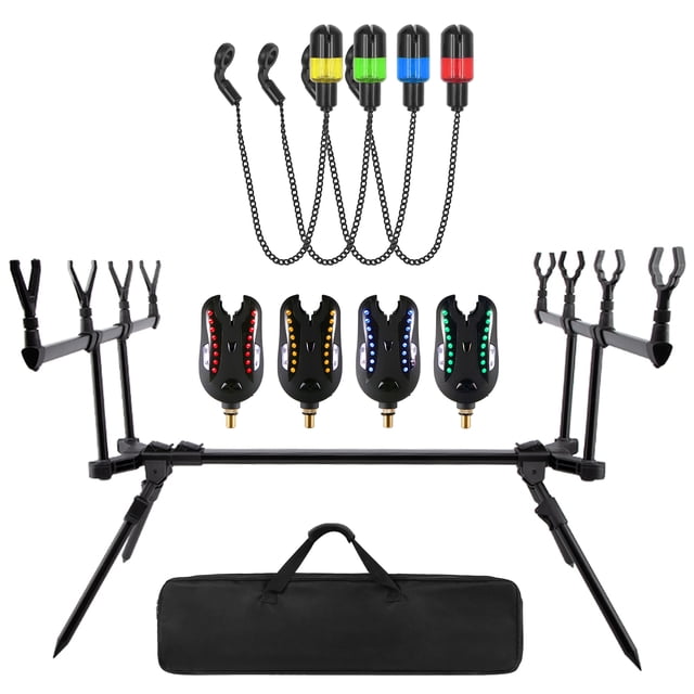 Swinger Soporte de caña de pescar de carpa retráctil ajustable con alarmas de mordida LED Swingers Tomshoo Swinger