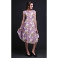 thumbnail image 2 of Bimba Purple Floral & Leaves Bird Bird Women Casual Sleeveless Floral Print Summer Swing Midi Dress-Medium, 2 of 6