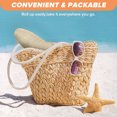 thumbnail image 4 of Sombrero de paja para niños con circunferencia de 52-54 cm, protector solar, guirnalda para exteriores, sombrero de copa plana, sombrero de playa para la playa, sombrero para el sol plegable Beige, 4 of 5