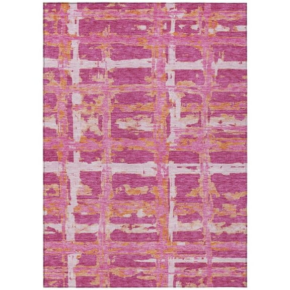 HomeRoots 584476 3 x 5 ft. Striped Washable Indoor & Outdoor Rectangle Area Rug, Blush, Pink & Orange