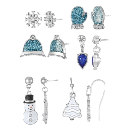 Holiday Time Stud and Drop Earrings Set, 6 Pairs