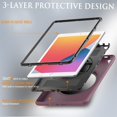 thumbnail image 3 of SaniMore for iPad 10.2" (9th/8th/7th Generation, 2021/2020/2019) Case, 3 Layers Multi-Functional Cover with 360° Rotation Hand Strap & Kickstand Pencil Holder Full Body Protective Shell, Winered, 3 of 7