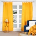 thumbnail image 2 of The Art Box Tab Top Cotton Window Curtain Panel Set, Farmhouse Home Decor Curtains for Bedroom Living Room, 2 Piece, Yellow, 52"w x 36"l in, 2 of 7