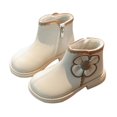 thumbnail image 2 of Bnwani Girls Boots Ankle PU Leather Fleece Lined Warm Soft Floral Soft-Soled Booties 15m-11 Years, 2 of 9