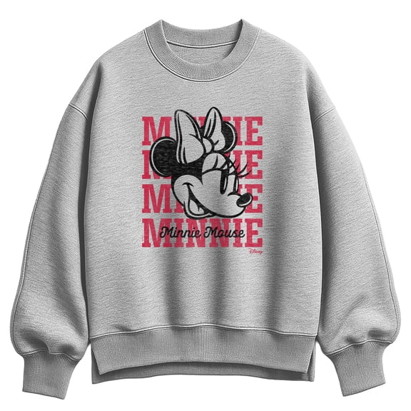 Disney - Minnie Collegiate Repeated Women's Oversized Fleece Crew Sweatshirt