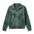 thumbnail image 5 of DailyTrove Women's Ribbed Knit Zip Up Jacket Long Sleeve Stand Collar Casual Outerwear with Pockets, 5 of 5