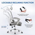 thumbnail image 3 of EDX Ergonomic High Back Office Chair with Reclining & Lumbar Support, Adjustable Headrest, Footrest, Padded Arms, Gray, 3 of 9