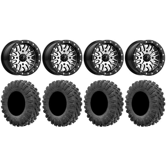 MSA Brute Beadlock 14" UTV Wheels 27" MotoRavage Tires Kawasaki Mule Pro FXT