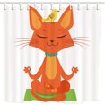 thumbnail image 1 of Cortina de ducha de Baño de tela de poliéster ABPHQTO Animales para Meditar Yoga Gato con Pájaro en la Cabeza 160x180 cm, 1 of 1
