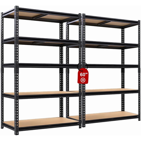 ZEUKMXOO 2Pcs Garage Shelving Unit, 2250LBS Load-Bearing Heavy Duty Storage Shelves, Adjustable Shelf Rack for Basement, Garage, Pantry, Warehouse, Kitchen