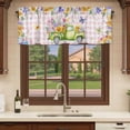 thumbnail image 6 of Watercolor Floral Truck Curtain Valances for Windows, Kitchen Valance Window Treatments Panel 2 Pack, Spring Garden Butterflies Pink Plaid Rod Pocket Short Curtains for Bathroom Bedroom 60 x 18 Inch, 6 of 8