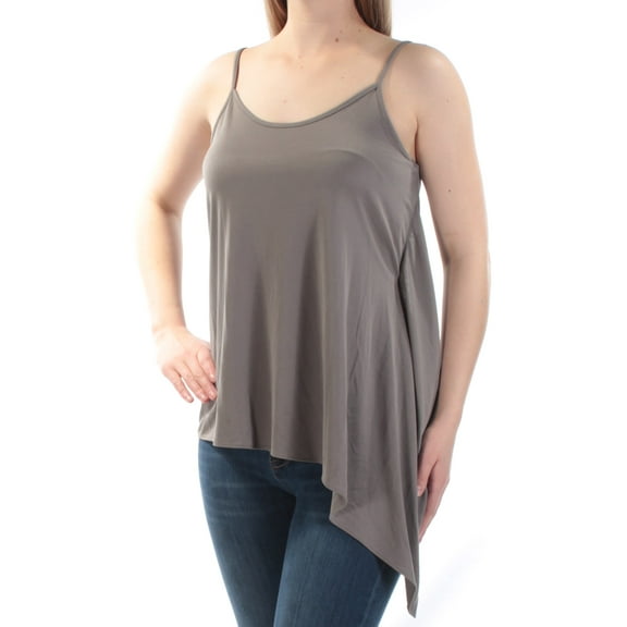 bar III Womens Asymmetrical Knit Blouse, Grey, XX-Large