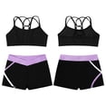 thumbnail image 6 of Rswnyirn Kids Girls 2 Pcs Gymnastic Dance Outfit Sleeveless Crop Top with Active Shorts Bottom B Lavender 6, 6 of 7
