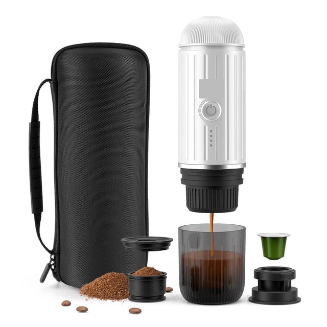 Heating Portable Coffee Machine Fit Capsule And Ground Travel Espresso Coffee Maker For Camping Office With Portable Bag ,Portable