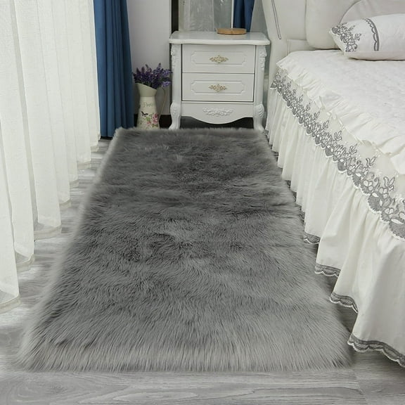 ERDOUY Solid Color Plush Table Runner,Faux Sheepskin Decorative Shaggy Dresser Scarf,Not-Slip Desk Pad,Luxury False Fur Dresser Tablecloth-gray 40x40cm(15.75x15.75inch)