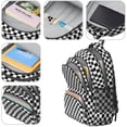 thumbnail image 4 of Black and White Checkered Pattern Backpack for School, Cute School Bag with Adjustable Shoulder Straps and Padded Back, 16.9"x12.6"x5.9", 4 of 5
