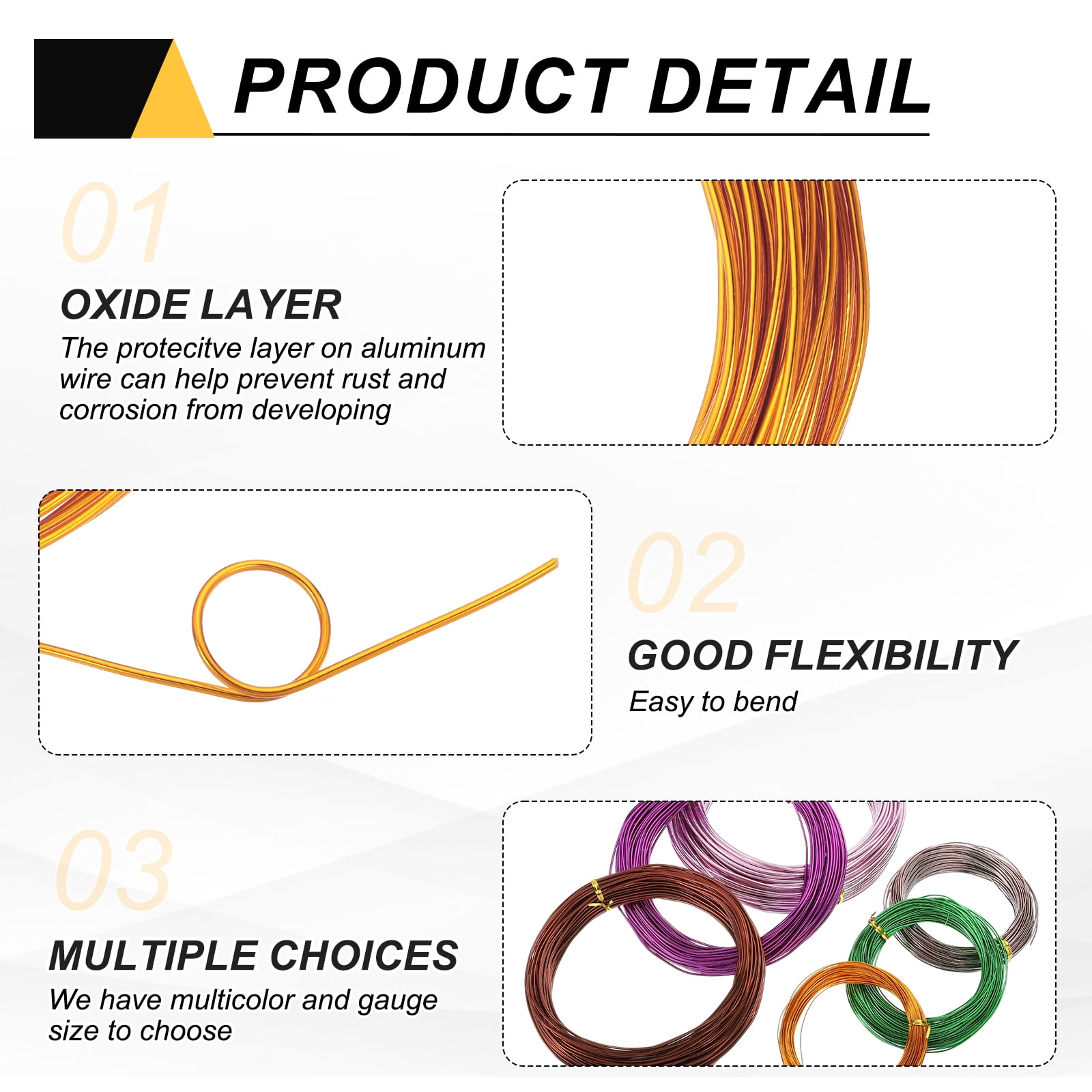 Uxcell 10 Gauge 2.5mm Aluminum Wire, 100 Feet Bendable Metal Craft Armature Wire, Gold Tone
