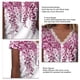 thumbnail image 5 of Camiseta de verano para mujer, Camiseta holgada de manga corta con cuello en V y ribete de encaje, Top estampado Floral para mujer, estampado B Rosa Rojo L, 5 of 6