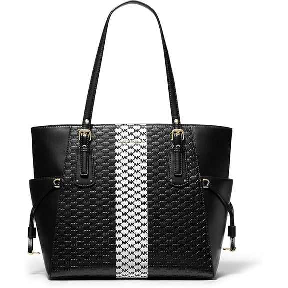 Michael Kors Voyager East West Tote, Black/Optic White, One Size