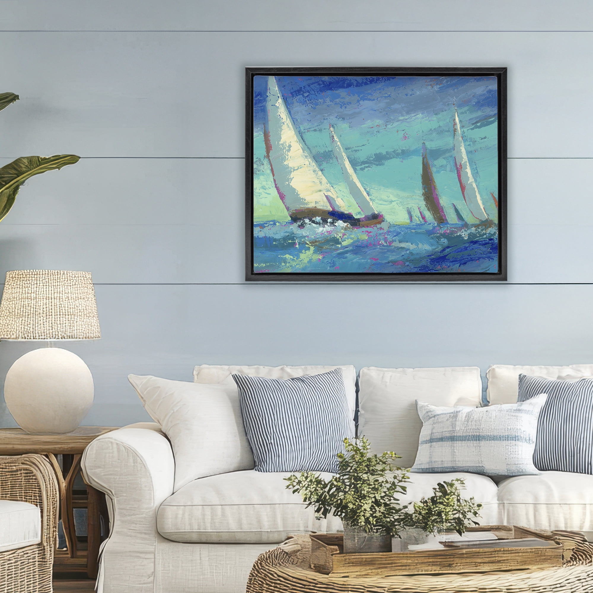 Stupell Industries Abstract Expression Regatta Black Framed Floater Canvas Wall Art, design by Beth A. Forst