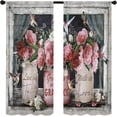 thumbnail image 6 of Rusitc Pink Rose Kitchen Curtains 27.5W X 39L Inch 2 Panels Rod Pocket Light Pink Flower French Country Small Short Cafe Curtain Mason Jar Farmhouse Window Drapes Treatment Home Decor, 6 of 6