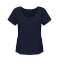 thumbnail image 5 of VBVC Women's Floral Embroidered Cotton-Linen Blouse , Ladies' U Neck Short Sleeve Top , Summer Boho Shirts For Women,Navy,S-2XL, 5 of 7