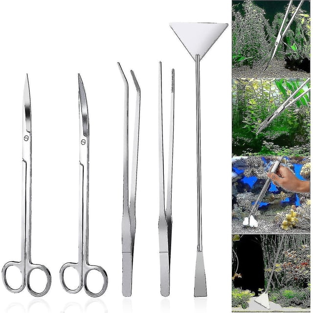 Aquarium Aquascaping Kit 5 In 1 Stainless Steel Aquarium Tank Aquatic Plant Tools Sets Pliers Scissors Spatula