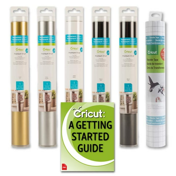 Cricut Permanent Premium Vinyl Bundle, 12x48 Black, White, Gold