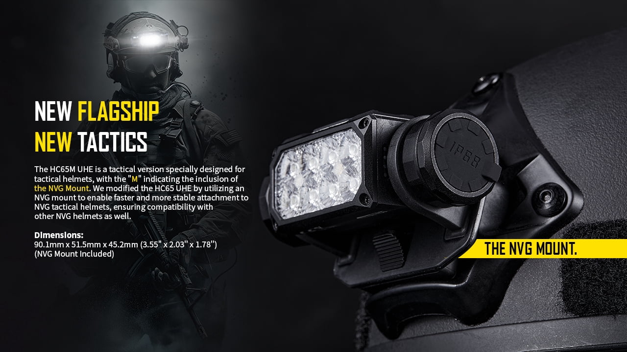 Nitecore HC65M UHE NVG Mountable USB-C Rechargeable Headlamp + Nitecore Sticker