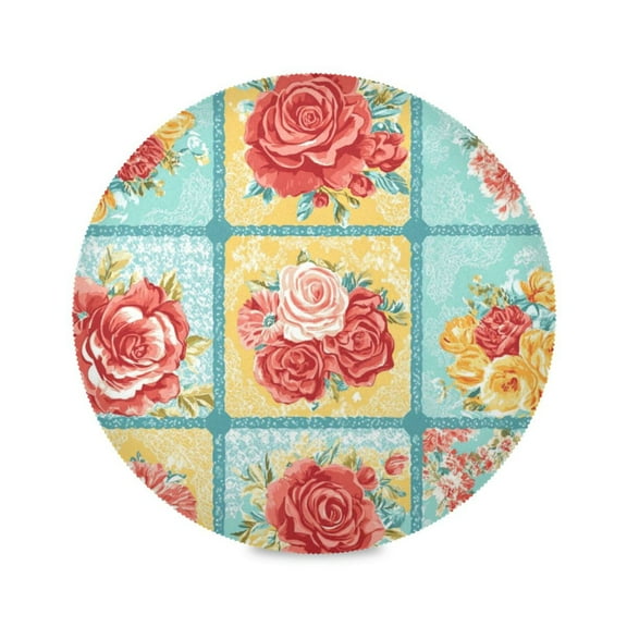 15.4inch Round Placemats, DIY Printing Design, Suitable for Kitchen, Table Party Decoration Patchwork