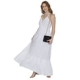 thumbnail image 5 of LA LEELA Women's A-Line Maxi Gown Smocked Top Frill Dress Long Sleeveless Casual Tube Dresses for Women S-M Solid, White, 5 of 6
