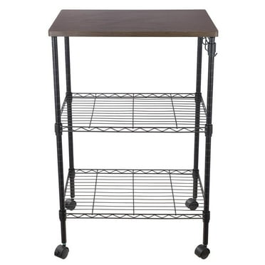 SalonMore 3 Tier Heavy Duty Kitchen Grade Wire Rolling Cart Service Cart with Wheels, Utility Shelf Plant Display Shelf, Black