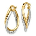 thumbnail image 2 of Primal Gold 14 Karat Two-tone Oval Hoop Earrings, 2 of 6