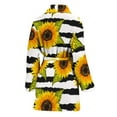 thumbnail image 2 of Sunflower Striped Pattern Women Bathrobe One Size Univeral Fits Fashion Lightweight Plush Fleece Long Robe For Women, 2 of 3