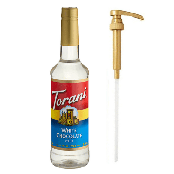 Torani White Chocolate Flavoring Syrup Plastic 750 mL Bonus Squeeze Pump