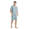 thumbnail image 4 of Vulcanodon Mens Cotton Pajama Short Set, Button Down Pajama Set for Men Plaid Men's Sleepwear(Plaid-Aqua Blue, Small), 4 of 5