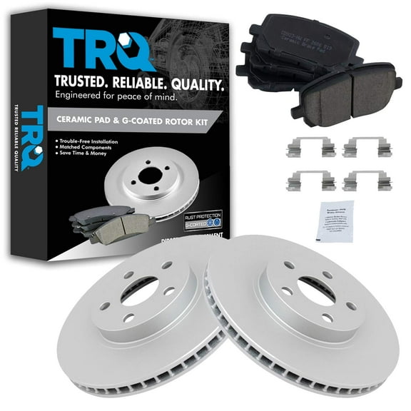 TRQ Front Brake Pad & Rotor Kit Brake Pads Brake Rotor Ceramic Premium G-Coated Fits Select 2003-2008 Pontiac Vibe Toyota Corolla Matrix
