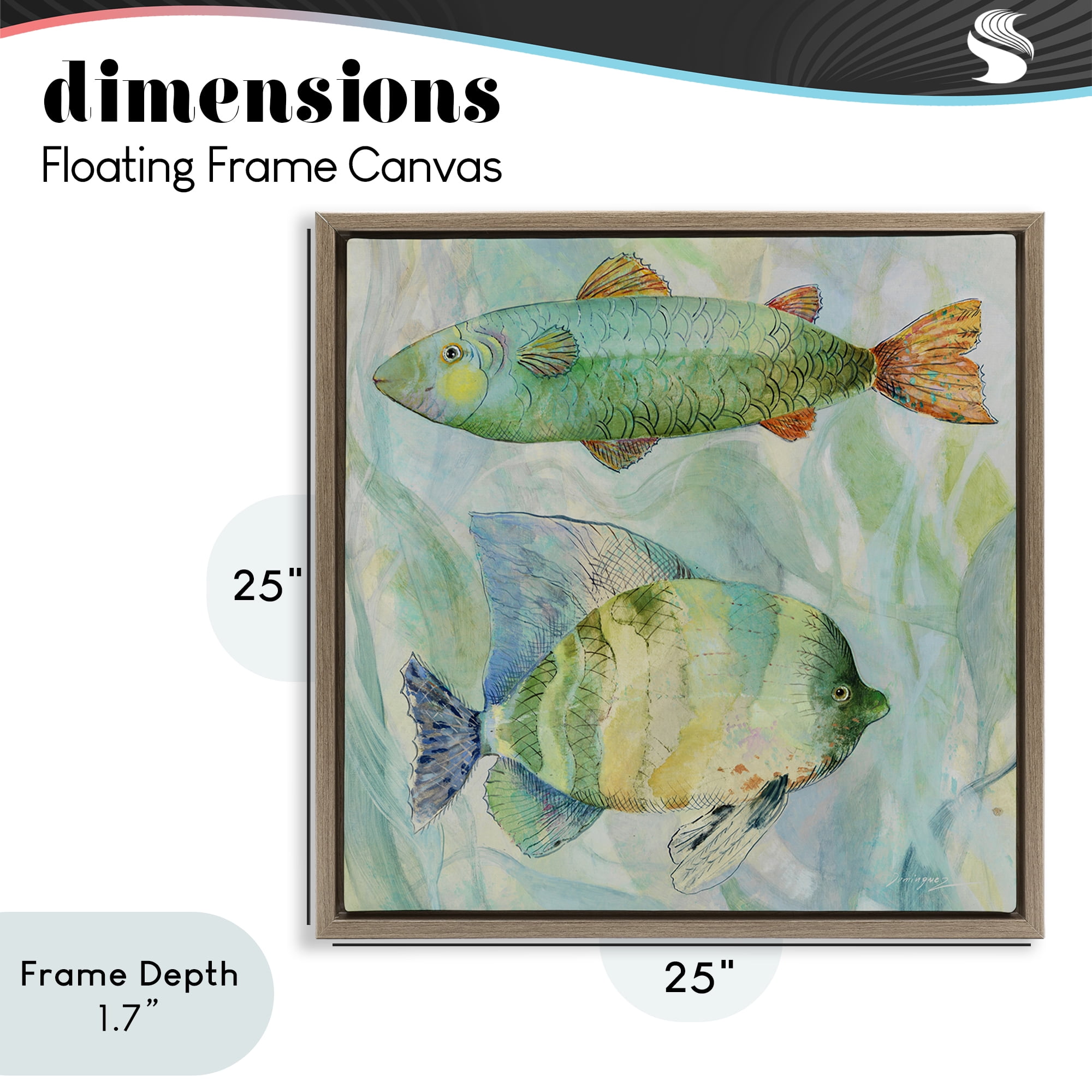 Stupell Industries Sweet Fish Duo Watercolor Brown Framed Floater Canvas Wall Art, design by Lorenzo Collective