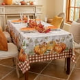 thumbnail image 4 of Softalker Thanksgiving Jacquard Rectangle Tablecloth, Fall Harvest Pumpkins Buffalo Plaid Table Cloth, Autumn Leaves Washable Table Cover for Holiday, Dining, Party Decor PumpkinPLD 60 x 102 Inch, 4 of 5