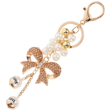 Mutmorningal Shiny Bowknot Key Ring Imitation Key Chain Lovely Backpack Pendant Bowknot Purse Charm