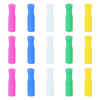 HINZIC 12Pcs Reusable Silicone Straw Tips 5/16Wide(8mm Outer Diameter)  Multi-color Food Grade Rubber Straw Covers Flex Elbow Hydraflow Straw
