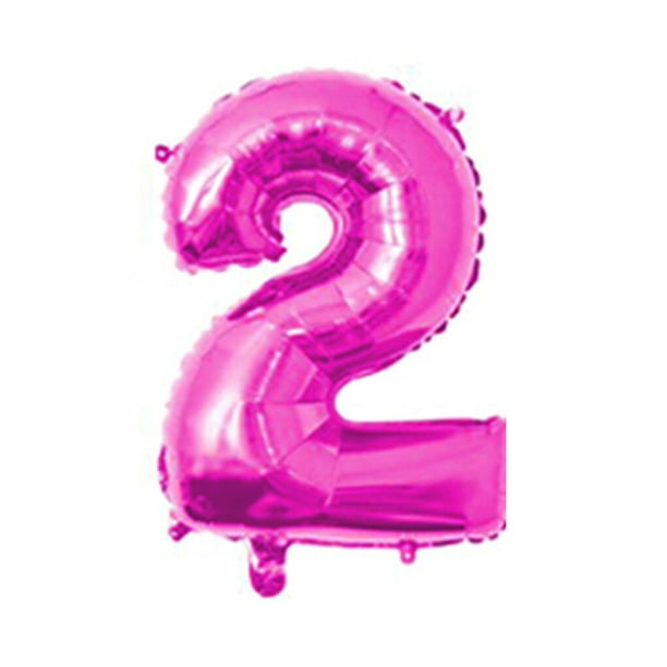 Bewildely Globo decorativo de papel de aluminio con número de 32 pulgadas, cumpleaños para niños y adultos Kits de decoración para fiestas Rosa roja dos