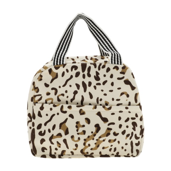 Unique Bargains 1 Pc Portable Insulated Lunch Tote for Work 9.06"x5.51"x7.87" Brown Beige
