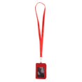 thumbnail image 2 of Porta de identificación sintética de estilo vertical de 2 cara 5 ranuras para 1 bolsillo con cremallera rojo Hugo Titular de la insignia con cordón, 2 of 9