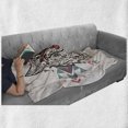 thumbnail image 6 of Tribal Soft Flannel Fleece Throw Blanket, Charming Lion Like Wolf Head Paisley Design Ornaments Print, Cozy Plush for Indoor and Outdoor Use, 50" x 70", Pearl Coral and Teal, by Ambesonne, 6 of 6