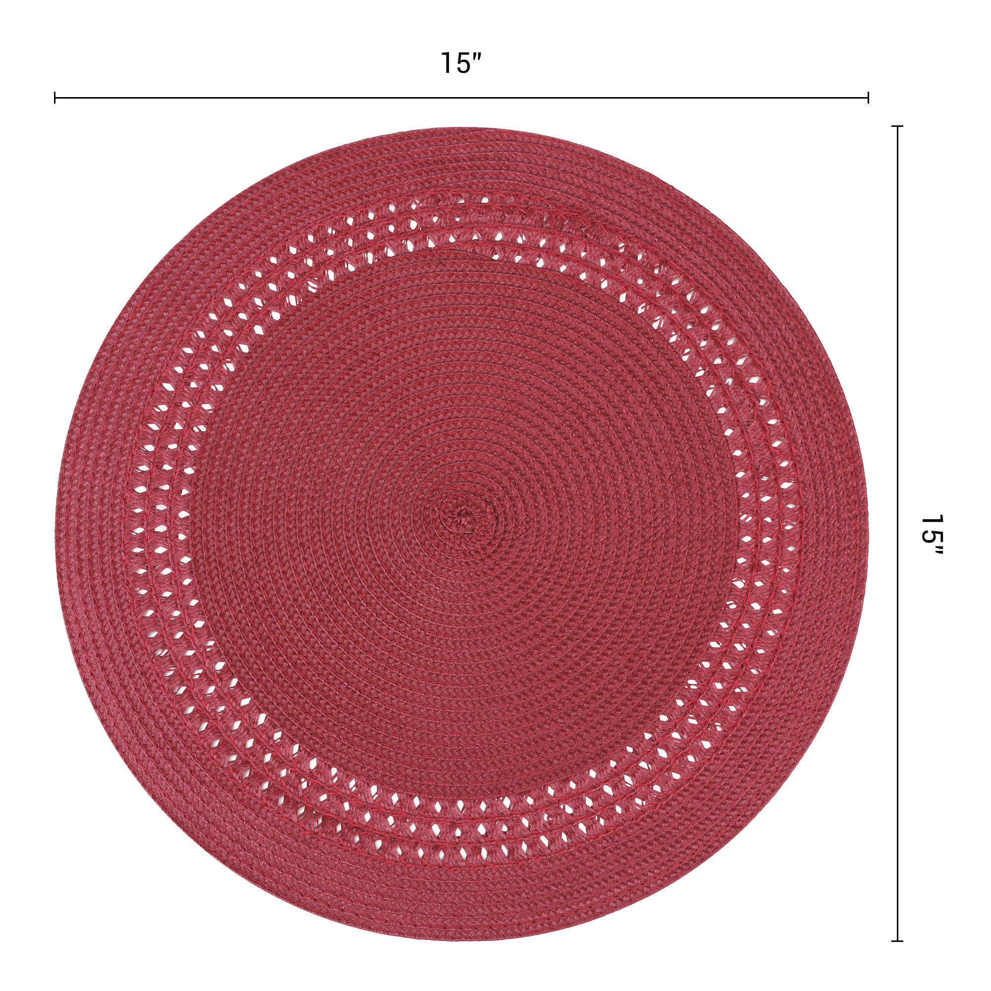 Unique Bargains Farmhouse Round Placemats Set of 6 Woven Placemats Wine Red