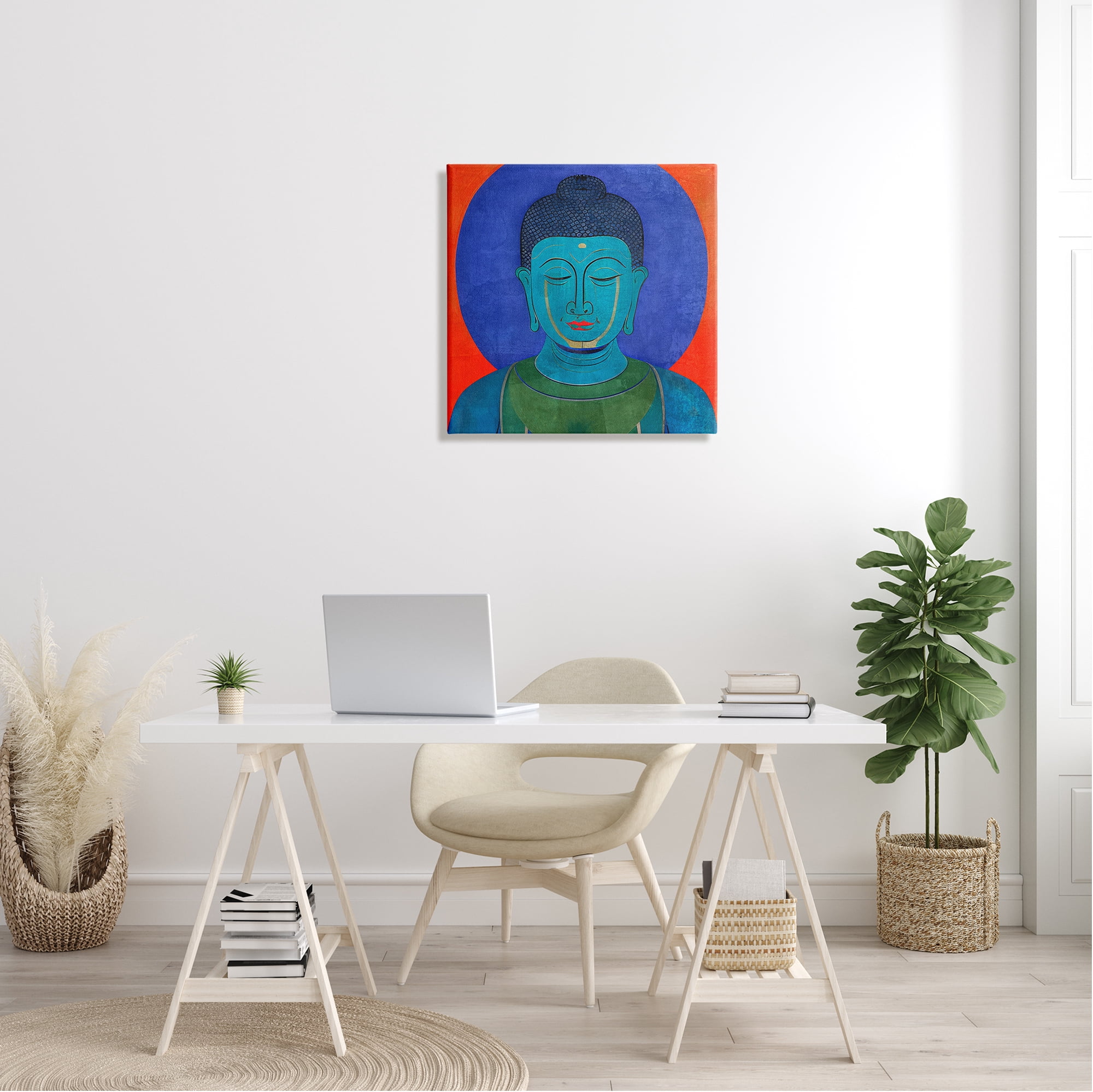 Stupell Industries Vivid Buddha Portrait Abstract Painting Gallery Wrapped Canvas Art Print Wall Art, 24 x 24