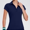 thumbnail image 2 of Women's V Neck Golf Shirts Short Sleeve Tennis Shirt Collared Workout Tops Quick Dry Navy, 2 of 5