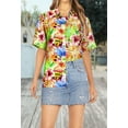 thumbnail image 5 of LA LEELA Women's Casual Beach Blouse Shirt Floral Blouses Button Up Short Sleeve Dress Tops Tee Shirts Hawaiian Dresses for Women L Tropical Leaves, Multi, 5 of 5
