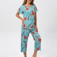 thumbnail image 2 of Jamicy Pyjama Doux pour Femmes, Haut à Manches Courtes Imprimé avec Cordon de Serrage, Ensemble de Pyjama pour Dames, Confortable, Col Rond, Tenue de Détente, 2 of 7